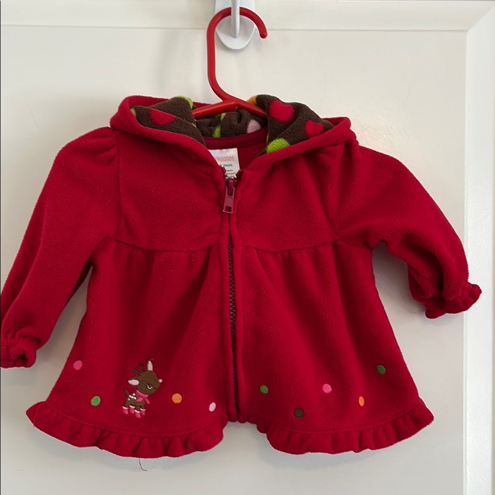Gymboree fleece graphic hooded jacket size 3-6m